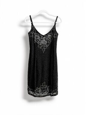 Women’s Silk Black Beaded Floral Dress Size 6